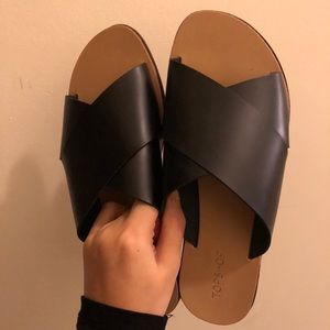 Topshop black criss-cross sandals